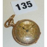 Swiss 18k gold cased ladies ornately engraved fob or pocket watch - examined and timed by Reid &