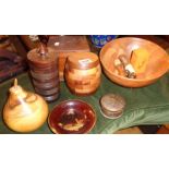Box containing assorted Treen boxes, bowls etc