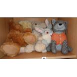 Stuffed bears and rabbits