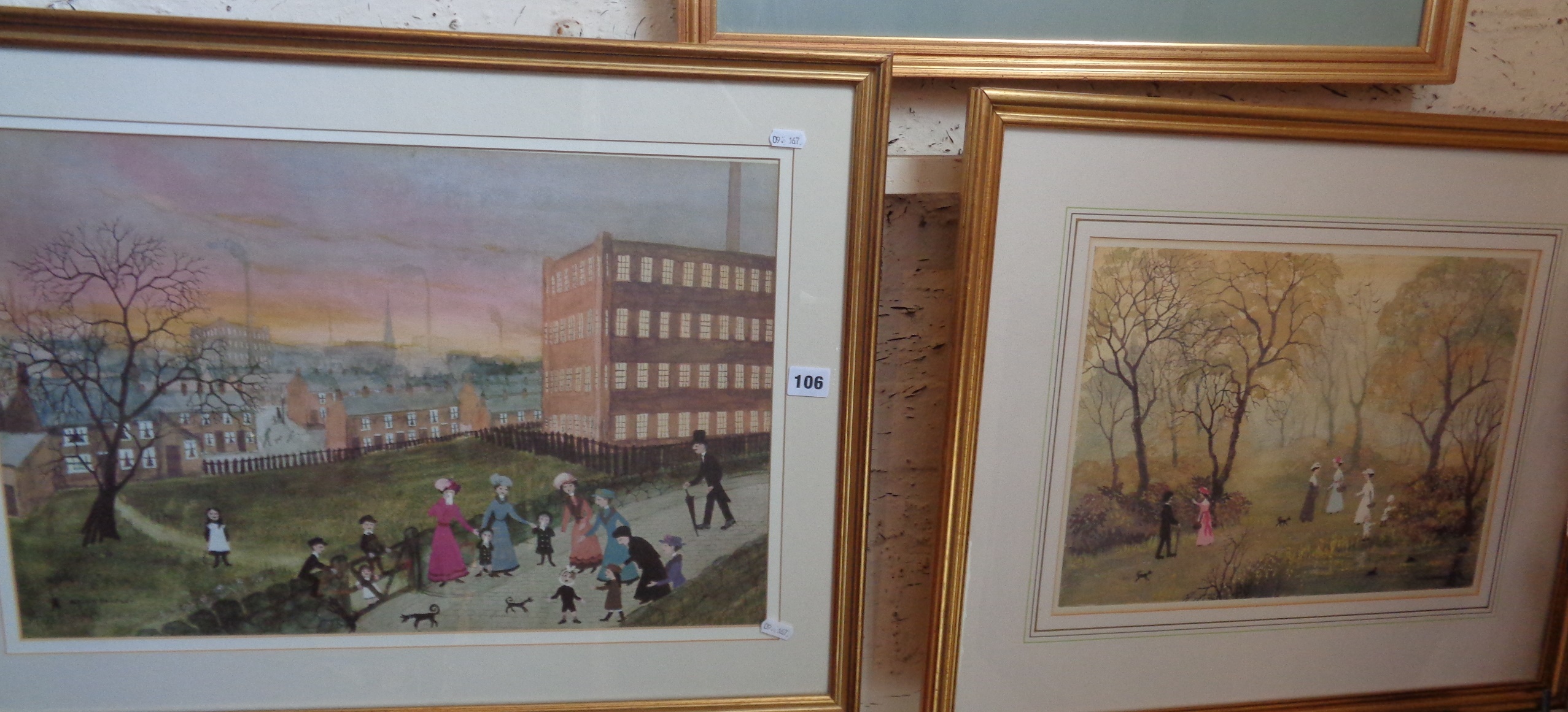 Two large Helen Bradley coloured prints