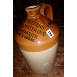 Stoneware flagon with black legend 'SOUTH WESTERN MINERAL WATER CO LTD, BOURNEMOUTH WIMBORNE &
