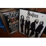 Two Modern Beatles posters, framed and other prints