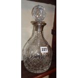 Silver rimmed cut-glass decanter, c.1969 with inscription to rim 'Eldridge Pope'