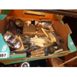 Box of antique and vintage silver plated cutlery