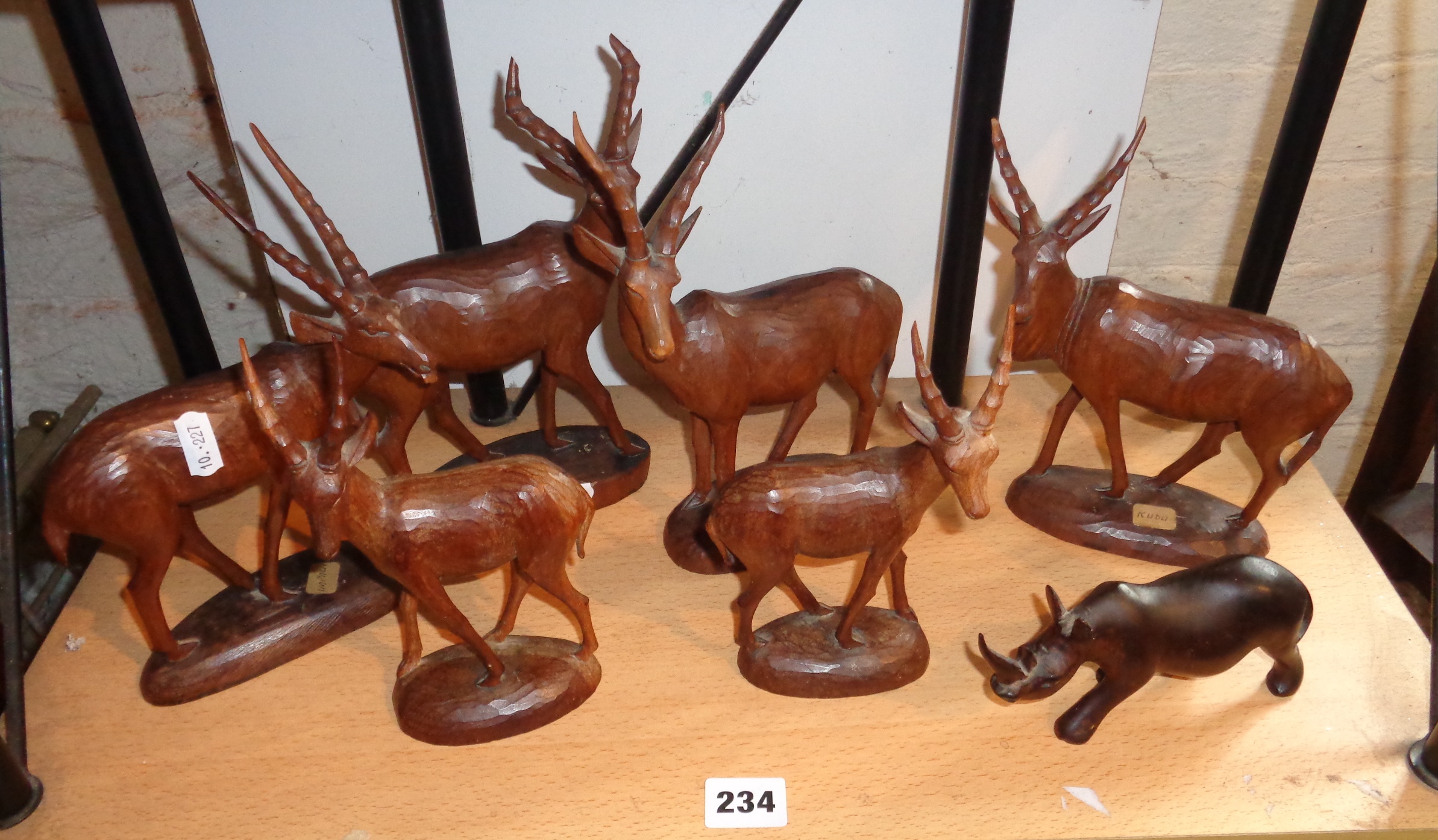 Group of Kenyan carved wood figure of antelopes (7)