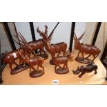 Group of Kenyan carved wood figure of antelopes (7)