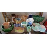 Shelf of assorted pottery including Bretby, Sylvac etc (12 pieces)