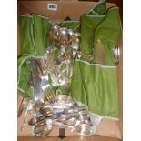Silver-plated King's pattern cutlery set, and other cutlery