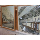 Two colour prints of the Orient Express by Sissons, signed in pencil