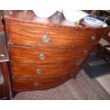 Georgian mahogany bowfronted chest on splayed bracket feet, 17.5" deep x 39.5" high