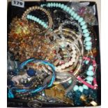 Vintage costume jewellery bangles, beaded necklaces etc