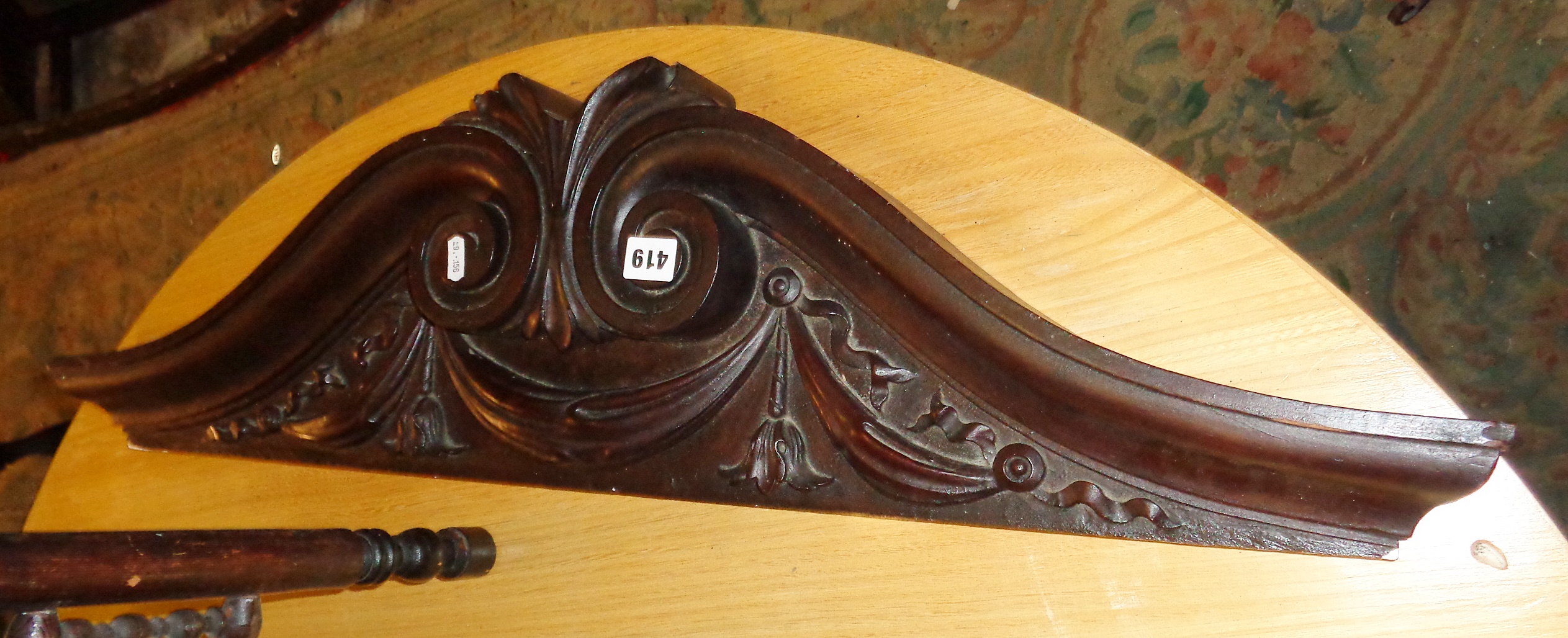 Carved wood door cornice