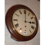 Mahogany cased large school type wall clock