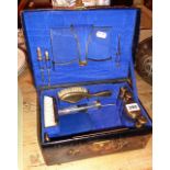 Leather cased Edwardian ladies vanity set