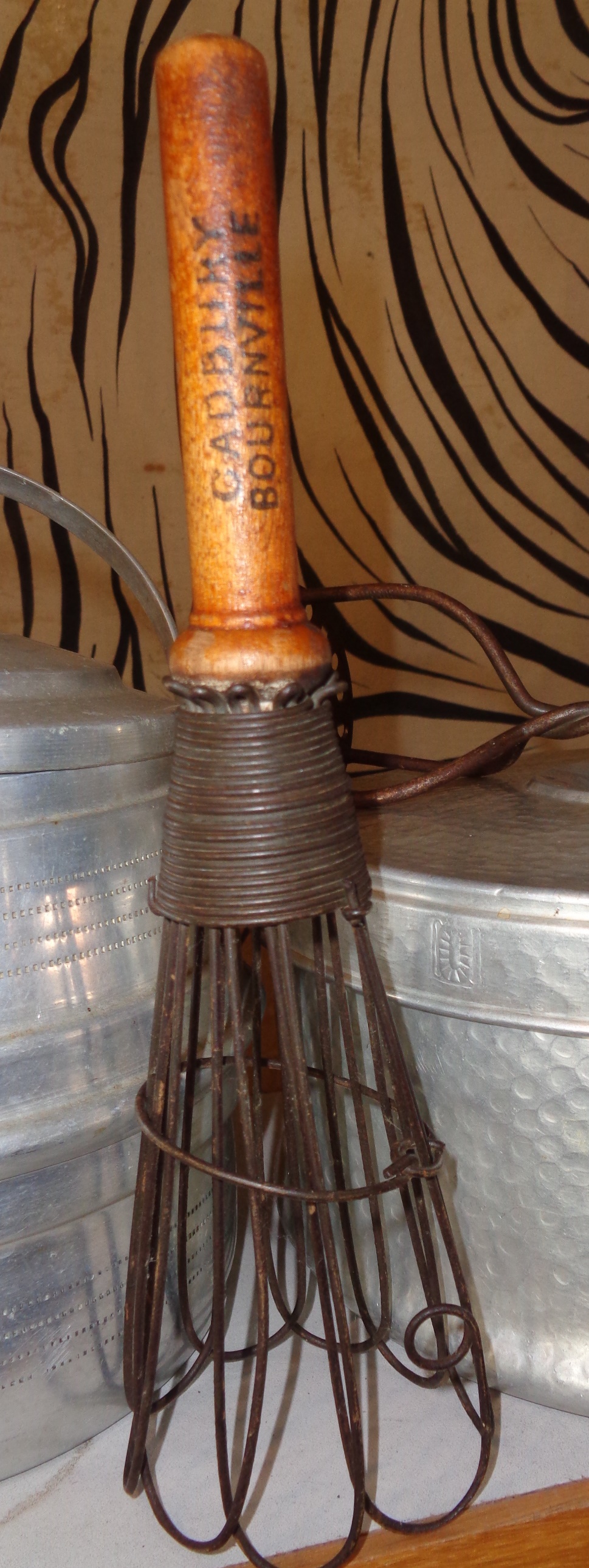 1940's aluminium storage jars (8) including an early Cadbury Bourneville wooden handled whisk - Image 2 of 2