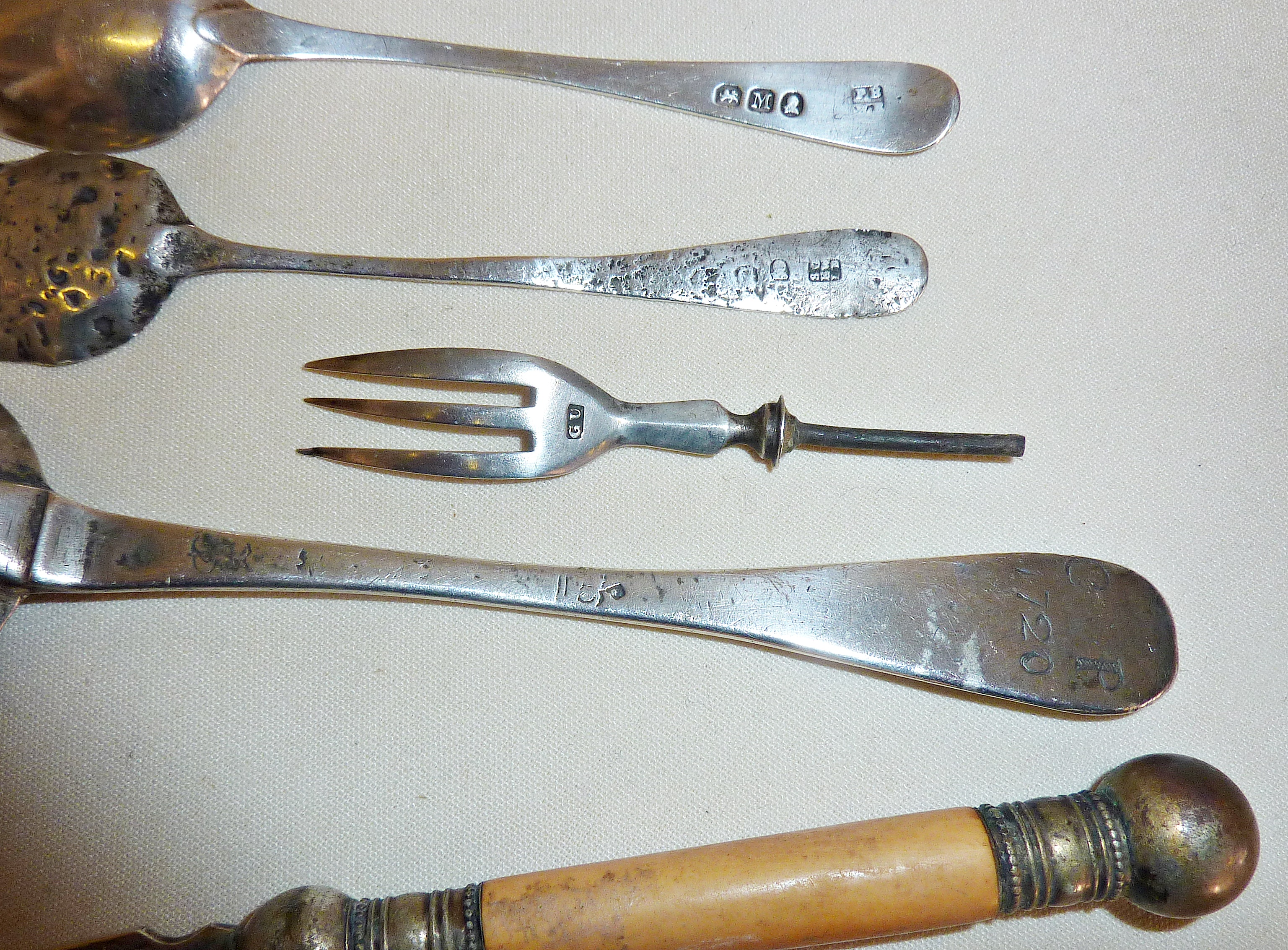 Antique silver spoons, one tablespoon marked as '1720', another circa 1800 London, Samuel Godbehere, - Image 2 of 2