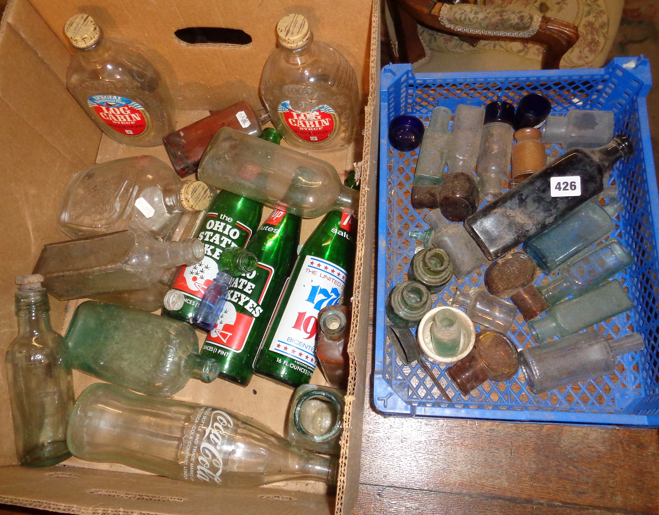 Collection of assorted old bottles