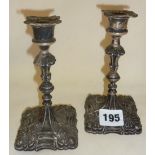 Pair of ornate hallmarked silver candlesticks, 1902, Birmingham, William Aitken, approx. 6" high
