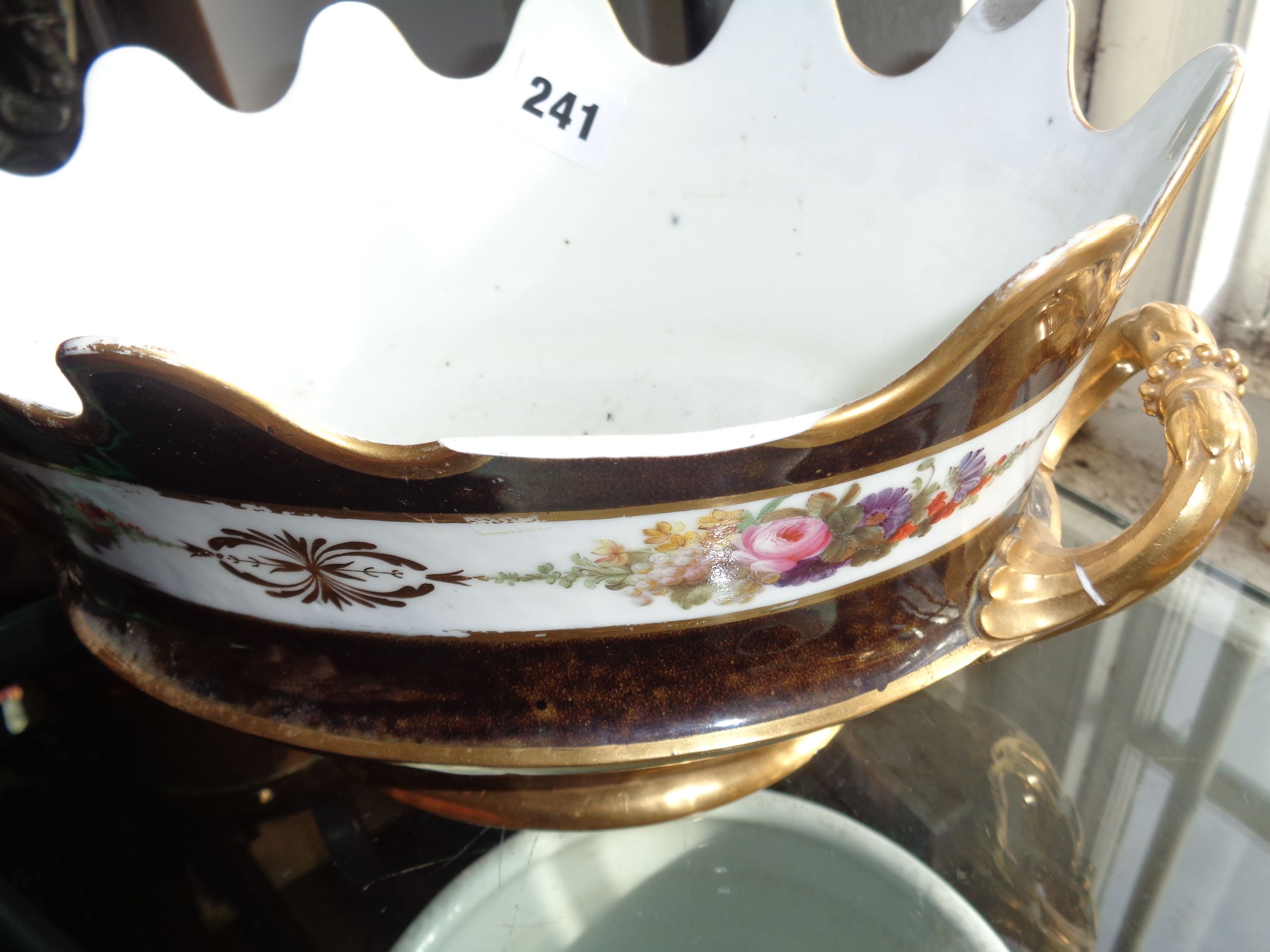 Pair 19th century Sevres Monteiths, the scalloped oval bowl with painted panels and gilded - Image 2 of 7