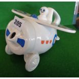 A Westfield Art Pottery teapot in the form of a stylised WW1 aeroplane
