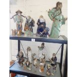 Collection of Japanese glazed pottery "Mud-men" figures of peasants and scholars