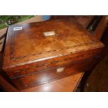 Victorian inlaid burr walnut jewellery box