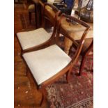 Pair of Regency mahogany sabre leg dining chairs with rope-twist top rail