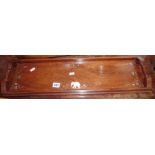 1920 inlaid rosewood tray, with two handles and Art Nouveau floral inlaid mother-of-pearl, featuring
