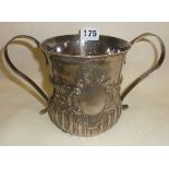 Large George III two-handled silver porringer or loving cup, hallmarked for London 1762, John Moore,
