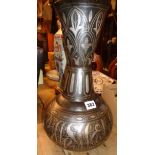 19th century Persian Bidriware silver inlaid large vase (approx 16" high)