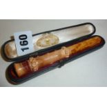 Cased Meerschaum cigar or cheroot holder with amber mouthpiece