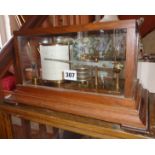 Pillischer of London Barograph, with charts and inks, in oak framed glass case