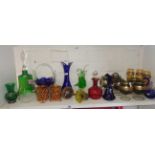 Collection of assorted coloured glass, inc. lamps, animals and drinking glasses
