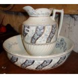 Victorian jug and basin, "Chatsworth" pattern