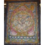 Antique Tibetan Thangka picture of the 'Wheel of Life', 54cm x 42cm (unframed)