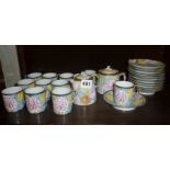 Japanese eggshell porcelain tea set in the "Thousand Flowers" pattern (12 cups and saucers, some A/