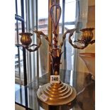 Art Nouveau brass two-sconce candlestick