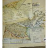 Five WW2 Silk RAF Escape Maps, two larger colour and three smaller covering the Mediterranean,
