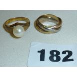 Vintage ladies three colour 9ct gold Russian wedding ring (approx size F), together with a 14ct gold