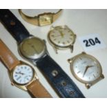 Five vintage wrist watches, makers Accurist, Seiko, Ingersoll, Movado and Pulsar