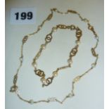 9ct gold necklace and a similar gold and pearl bracelet