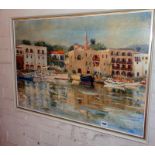 Favell oil on canvas of an Italian harbour scene, c.1960's