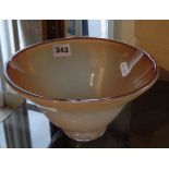 An Art glass smoky amber bowl, 8" diameter by Patrick Stern