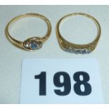 Two 18ct gold rings - one a diamond engagement ring (some wear), approx 4g