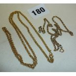 Two 9ct gold chains (one A/F), total weight approx 11g