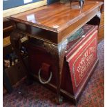 19th century mahogany library table on carved cabriole legs with ball and claw feet