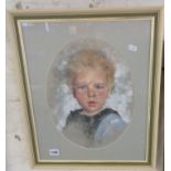 Dennis FROST, an original pastel painting portrait of a young child with curly hair, as reproduced