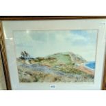 Colour print of Dorset coastline by Sheila Sandford, signed in pencil