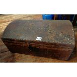 18th century leather covered and studded dome topped chest