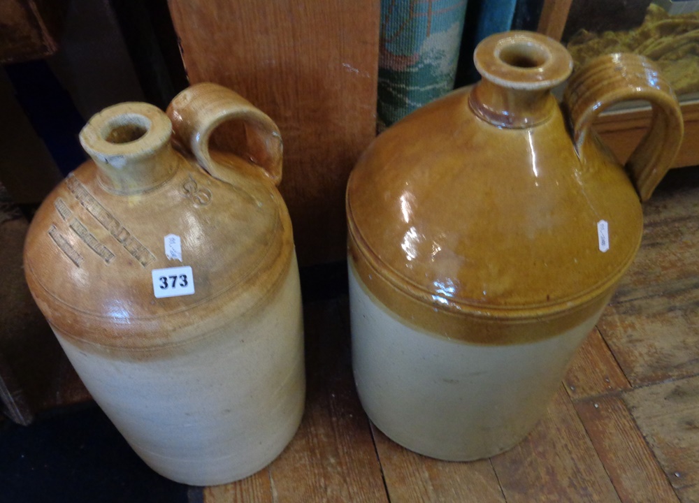 Stoneware three gallon flagon with impressed 'S. Southerden, Spirit Merchant Hailsham' and